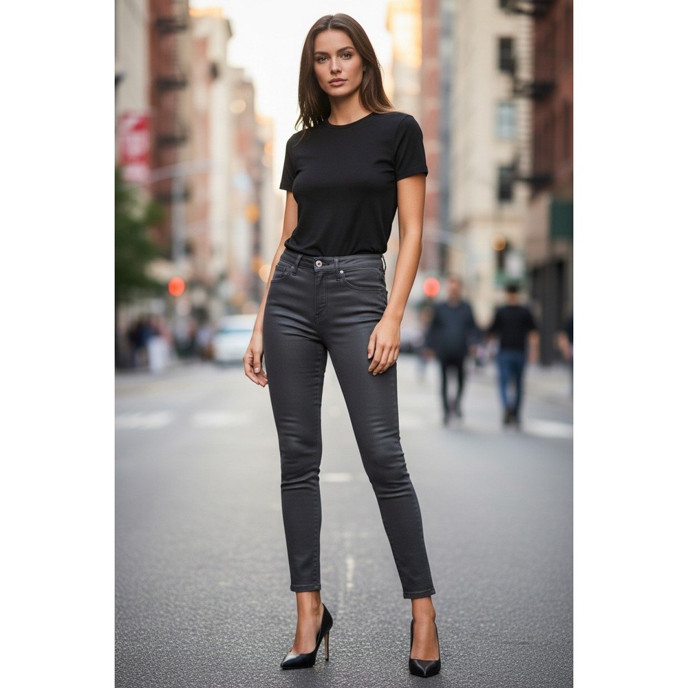 L'AGENCE Margot High Rise Skinny Jeans Greystone Coated Grey 27x27 USA NWOT $275
